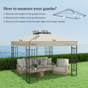 invelis de inlocuire pentru Pergola de Gradina cu Doua Nivele si Orificii de Drenaj, 300x300 cm, Alb Crem - Img 3