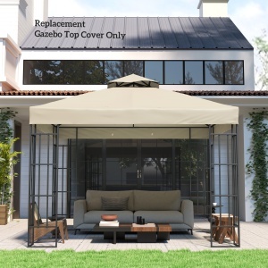 invelis de inlocuire pentru Pergola de Gradina cu Doua Nivele si Orificii de Drenaj, 300x300 cm, Alb Crem - Img 8