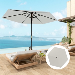 Înveliș de Schimb pentru Umbrelă cu Orificii de Aerisire, Ø300 cm, Alb Crem - Img 9