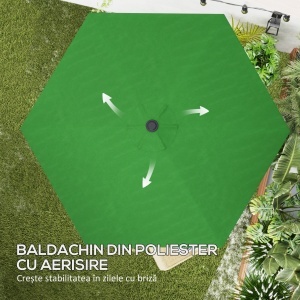 Înveliș de Schimb pentru Umbrelă cu Orificii de Aerisire, Ø300 cm, Verde - Img 5
