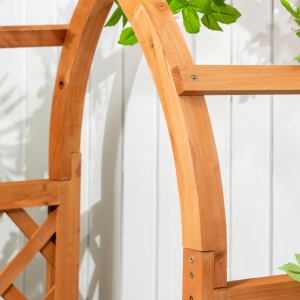 Jardiniera de Exterior din Lemn de Brad Maro cu Arc Decorativ si Grile pentru Plante Cataratoare, 83x36x152 cm - Img 9