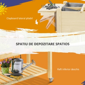 Jardiniera din lemn pentru gradina, 123x54x74cm, maro - Img 7