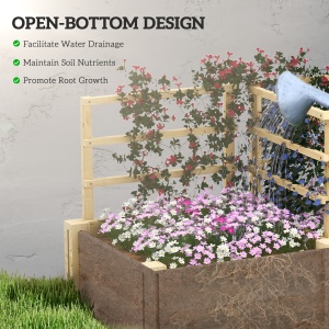 Jardinieră Înălțată din Lemn cu 3 Suporturi pentru Plante, 119x62,5x64 cm, Natural - Img 7