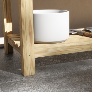 Jardinieră Înălțată din Lemn cu Raft Inferior, Separator, Găuri de Drenaj, 115x46x75 cm, Culoare Lemn - Img 9