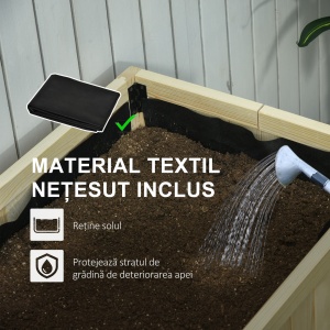 Jardinieră Înălțată Rabatabilă, Realizată din Lemn de Brad cu 4 Orificii de Drenaj, pentru Grădină, Terasă sau Balcon, 115x56x76 cm, Culoare Lemn - Img 7