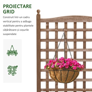 Jardiniera Lemn Exterior 90×45×180 cm – Suport & Grilaj pentru Plante Catatoare - Img 4