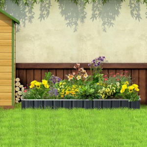 Jardinieră Modulară Fără Fund, Jardinieră Ridicată din Oțel pentru Plante și Ierburi, 258x90x30 cm, Gri Închis - Img 2