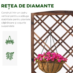 Jardinieră pentru Exterior din Lemn, Jardinieră cu Spalier pentru Plante Agățătoare, 60x30x122.5 cm, Maro - Img 5