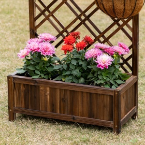 Jardinieră pentru Exterior din Lemn, Jardinieră cu Spalier pentru Plante Agățătoare, 60x30x122.5 cm, Maro - Img 9