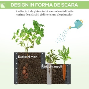Jardiniera pentru Plan de Cultivare inaltat pe 2 Niveluri din Otel, Jardiniera Supraetajata cu Parte Inferioara Deschisa - Img 4