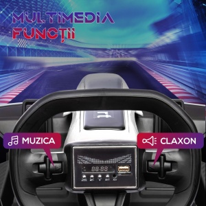 Kart electric pentru copii scaun reglabil Drift Go-kart claxon lumini muzica alb pentru copii pentru plimbare pentru distractie echilibru - Img 5