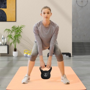 Kettlebell de 4kg pentru Sport și Fitness cu Bază Plată și Mâner, Greutate Kettlebell, 18x12x20 cm, Negru - Img 2