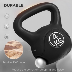 Kettlebell de 4kg pentru Sport și Fitness cu Bază Plată și Mâner, Greutate Kettlebell, 18x12x20 cm, Negru - Img 5