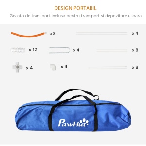 Kit de Antrenament cu Obstacole pentru Animale de Companie, Set Echipament de Agilitate pentru Câini, 89x69x99 cm, Portoccaliu - Img 6