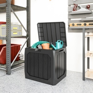 Ladă de Grădină 121L din Plastic, Cutie de Depozitare pentru Exterior cu Mânere, Impermeabilă și cu Încuiere, 56x45x53 cm, Negru - Img 8