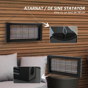 Lampă Anti-Țânțari de Interior 8W cu Lanț și Plasă de Protecție Negru - Img 6