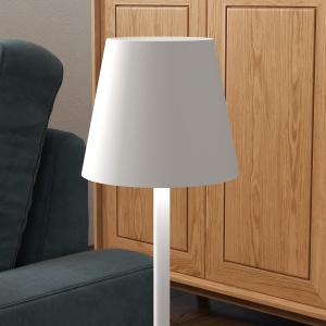Lampă de Masă cu 3 Lumini Albe, Lampă Portabilă Modernă cu Cablu Inclus, Ø11,2x36,5 cm, Alb - Img 8