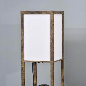 Lampă de Podea cu 3 Rafturi Integrate, Design Modern din MDF, 26x26x160 cm, Lemn Natural - Img 9