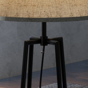 Lampa de Podea cu Rafturi, Lampi Moderne Inalte Independente pentru Camera de Zi, Dormitor, cu Abajur din Material Textil (Becul nu este Inclus), Nuc Maro si Maro Deschis - Img 8