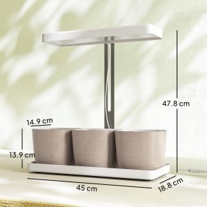 Lampă pentru Plante cu 42 de Lumini LED și 3 Vase 45x18.8x47.8 cm Alb - Img 3