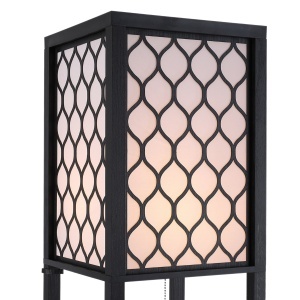 Lampă stand cu rafturi 3 niveluri, negru 26x26x160 cm, Iluminare caldă și rafturi pentru living sau birou - Img 9