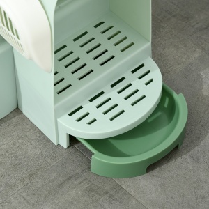 Litieră pentru Pisici cu Capac, Litieră Închisă cu Tavă Detașabilă și Lopățică Inclusă, 52x60x42 cm, Verde - Img 9
