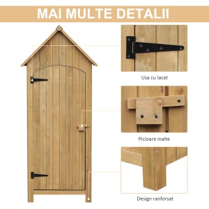Magazie de Scule de Gradina din Lemn Impermeabila cu Usi si Rafturi, 77.5x54.2x179.5 cm - Img 6