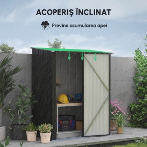 Magazie Grădină Mare din Oțel cu Zăvor pentru Grădină, Negru - Img 7