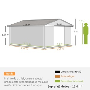 Magazie Unelte Otel Galvanizat 3,4×3,82×2 m – Impermeabila & Anti‑rugina - Img 3