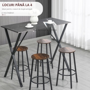 Masa Bar 120 cm – Blat Marmura, 4 Persoane, Design Modern - Img 4