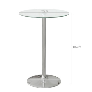 Masa Bistro Rotunda Bar – Blat Sticla Securizata Ø90 cm, Cadru Metalic Modern - Img 3