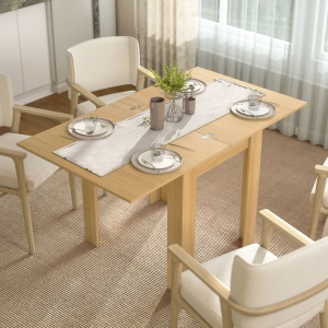 Masă de Dining Extensibilă pentru 4-6 Persoane din Lemn și Oțel, 140x80x77,5 cm, Culoare Lemn - Img 2