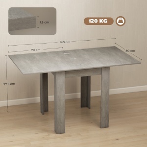 Masă de Dining Extensibilă pentru 4-6 Persoane din Lemn și Oțel, 140x80x77.5 cm, Gri - Img 3