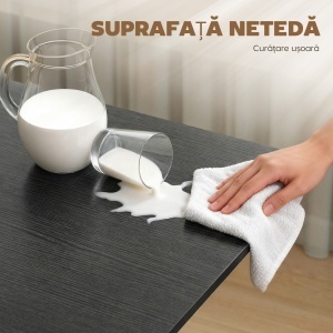 Masă de Dining Pliabilă, Masă de Bucătărie Rabatabilă cu Roți și Frâne pentru 4-6 Persoane, Masă Compactă cu Structură din Oțel, 120x80x73 cm, Negru cu Efect de Lemn - Img 7