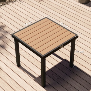 Masa de gradina pentru 4 Persoane din Aluminiu, Masa de Exterior din Plastic pentru Terasa si Balcon, Negru si Culoare Lemn - Img 3