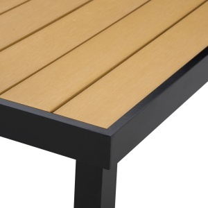 Masa de gradina pentru 8 Persoane din Aluminiu, Masa de Exterior din Plastic pentru Terasa si Balcon, Negru si Culoare Lemn - Img 7