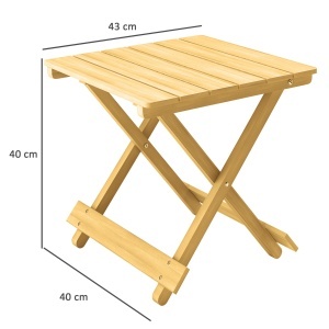 Masa de Gradina Pliabila din Lemn de Brad cu Blat din sipci, 40x43x40 cm, Lemn Natural - Img 3