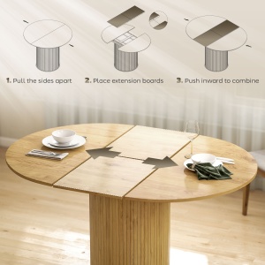 Masă Extensibilă Rotundă pentru 6-8 Persoane, culoare Lemn - Img 5