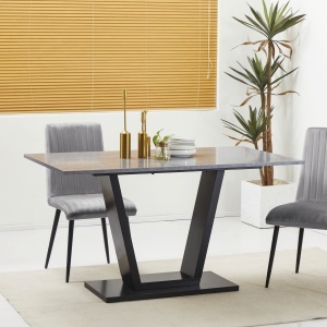 Masa Living 140×80×76 cm – Blat Marmura & Cadru Otel Negru - Img 2