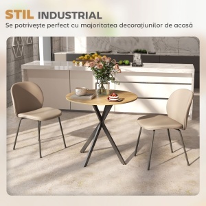 Masă Rotundă de Dining Industrială 80cm - Stejar Alb - Img 5