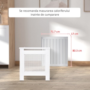 Masca Calorifer 78×82×19 cm – Lemn Alb cu Grilaj Decorativ - Img 7