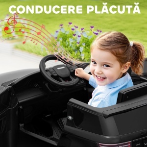 Mașină Electrică pentru Copii 3-6 Ani cu Telecomandă, Centură, Muzică, Claxon și Faruri, 106x65.5x51 cm, Negru - Img 5