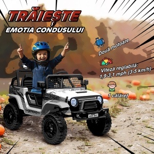 Mașină Electrică pentru Copii 3-6 Ani Off-road 12V cu Telecomandă Alb - Img 4