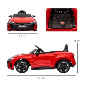 Masina electrica pentru copiii 37-60 luni Licenta Audi cu claxon si butoane muzicale, centuri de siguranta si faruri, PP si metal, 103x58x41 cm, rosu si negru - Img 3