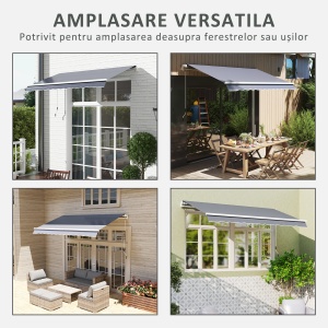 Material de Înlocuire pentru Copertină Retractabilă, 282x250 cm, Gri - Img 6