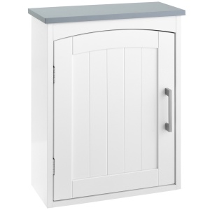 Mobilier Baie de Perete cu Polita Reglabila, 41x18,5x52 cm, Alb si Gri - Img 1