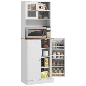 Mobilier Bufet Bucătărie pentru Cuptor cu Microunde cu Rafturi și Suport Condimente Alb
