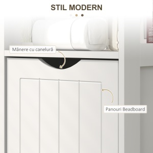 Mobilier de Baie cu 3 Rafturi Deschise și 2 Sertare, 30x30x141.2 cm, Alb - Img 5