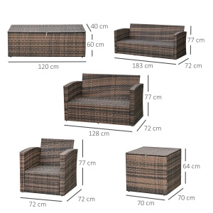 Mobilier de Gradina 6 Piese din ratan Canapele fotolii Mese Cutie de depozitare - Img 3