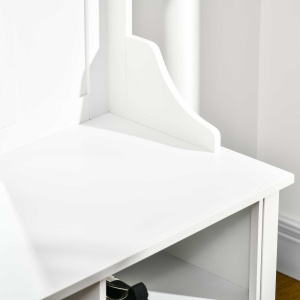 mobilier hol, cuier si oglinda, 80x40x170cm, alb - Img 7